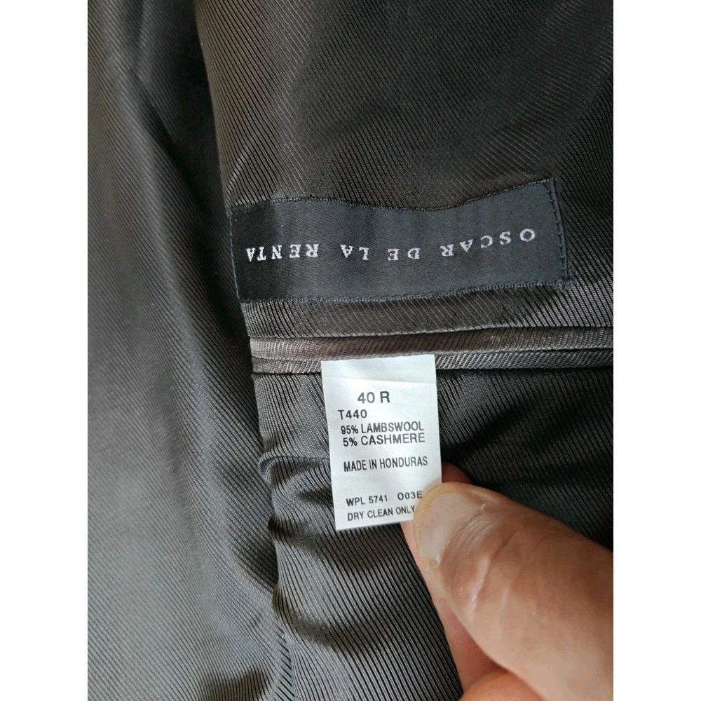 Oscar De La Renta Mens Wool Cashmere Blazer Sport Coat 40R Gray 3 Button L502